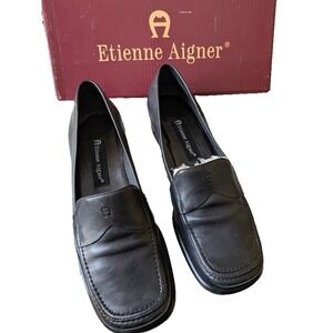 Etienne Aigner Shoes Women Size 7 M Jannie Leather Loafers Black Slip On Brazil